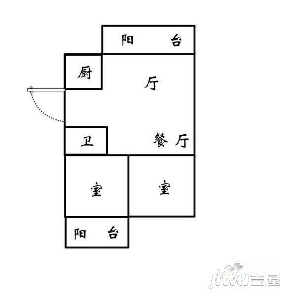 浦上小区1室1厅1卫48㎡户型图