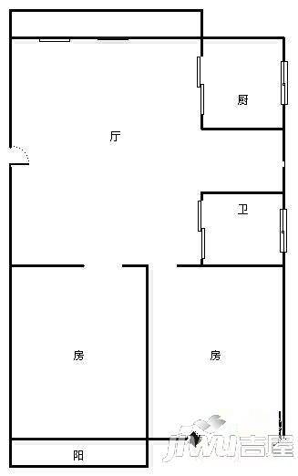 江景苑1室1厅1卫45㎡户型图