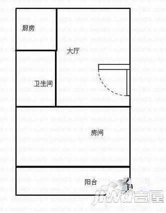 江景苑1室1厅1卫45㎡户型图