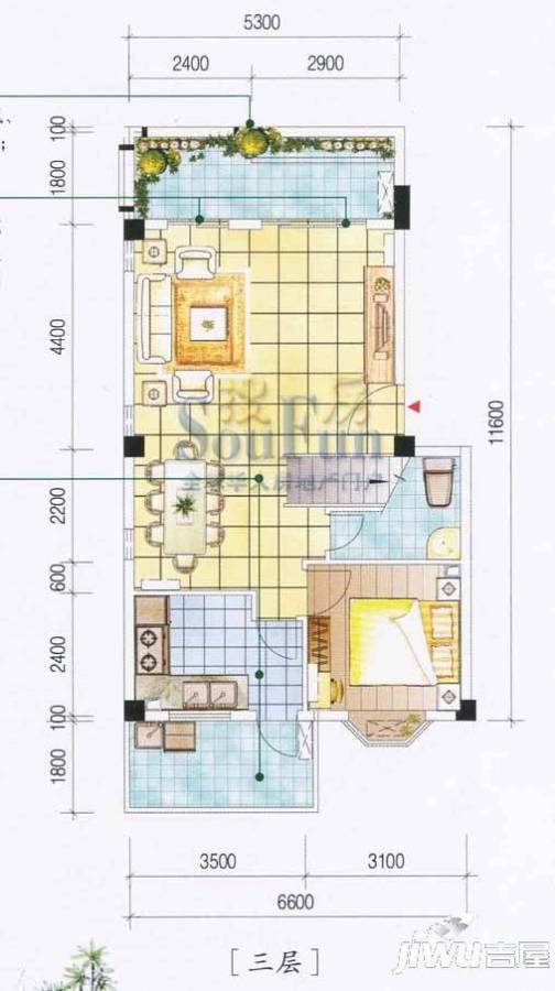 大唐世家动力火车1室1厅1卫81㎡户型图