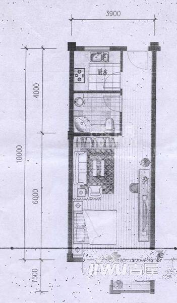 大唐世家动力火车1室1厅1卫81㎡户型图