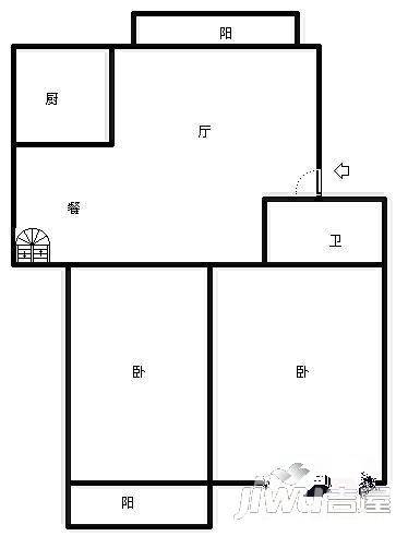 大唐世家动力火车1室1厅1卫81㎡户型图