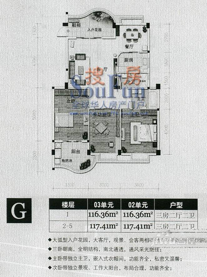 世纪景城3室2厅2卫110㎡户型图