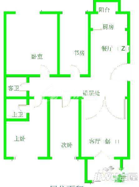 日出东方3室2厅2卫99㎡户型图