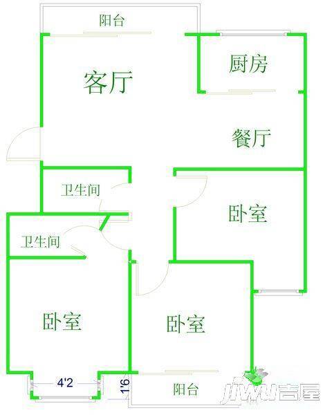 日出东方3室2厅2卫99㎡户型图