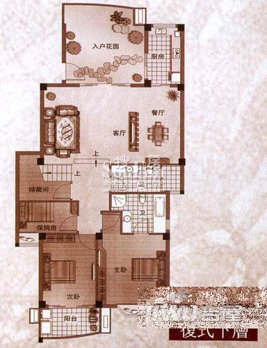 香樟林城市花园II期2室2厅2卫98㎡户型图