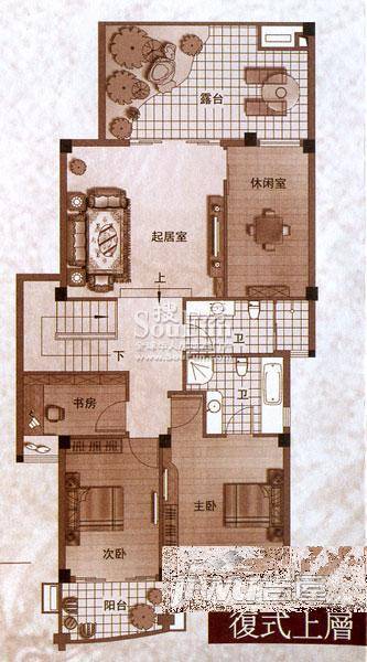 香樟林城市花园II期2室2厅2卫98㎡户型图