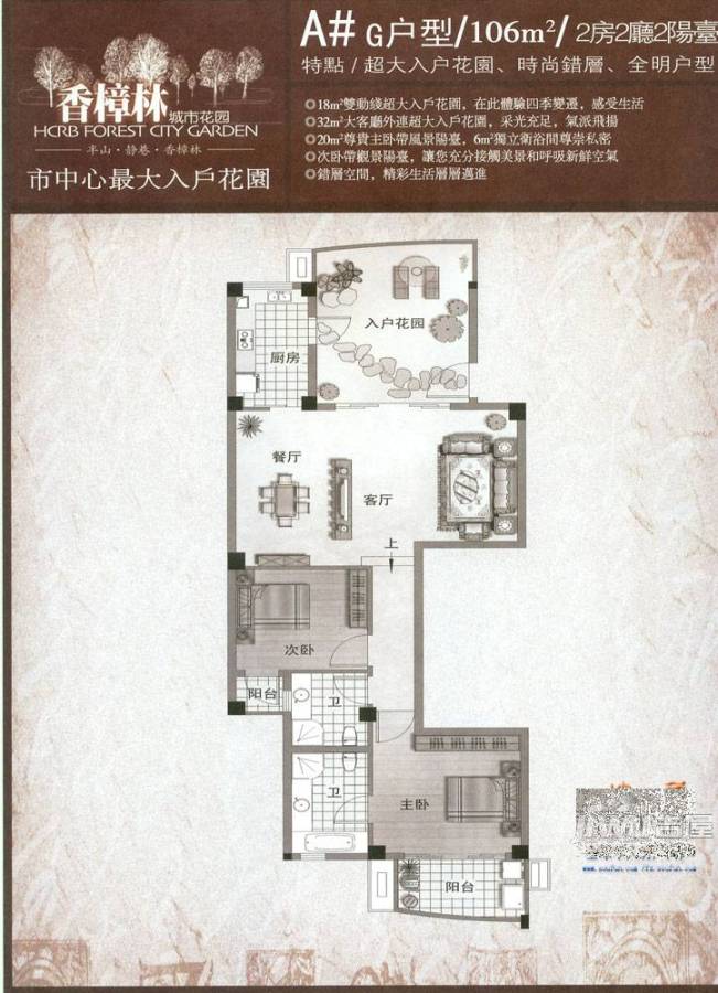 香樟林城市花园II期5室3厅3卫280㎡户型图