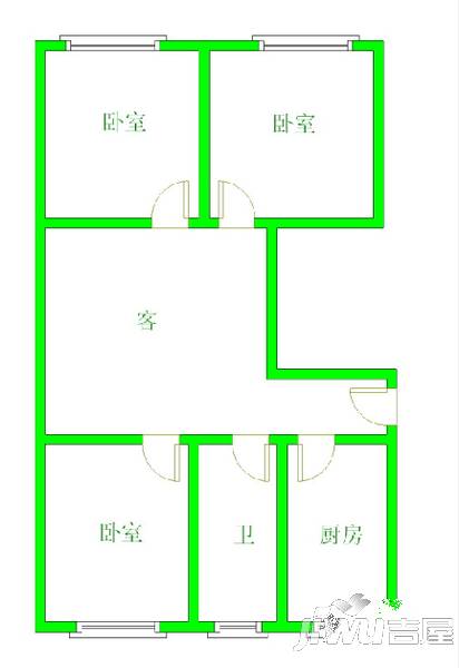 鳌港苑2室2厅1卫79㎡户型图