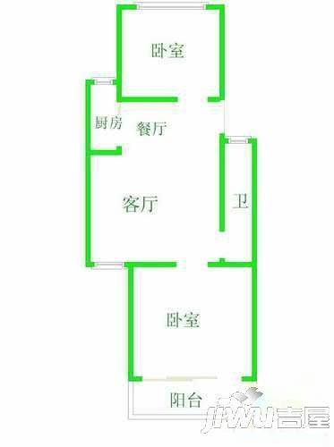 连福新村2室1厅1卫58㎡户型图