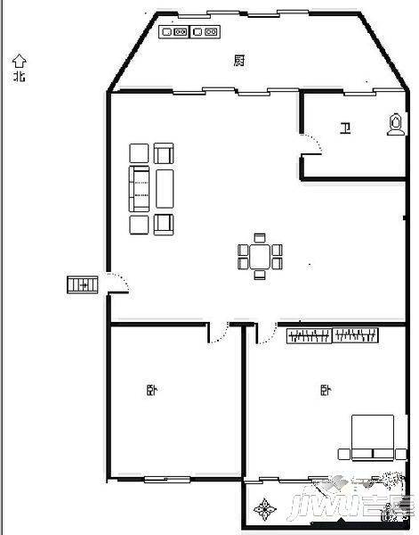 公正新苑1室1厅1卫45㎡户型图