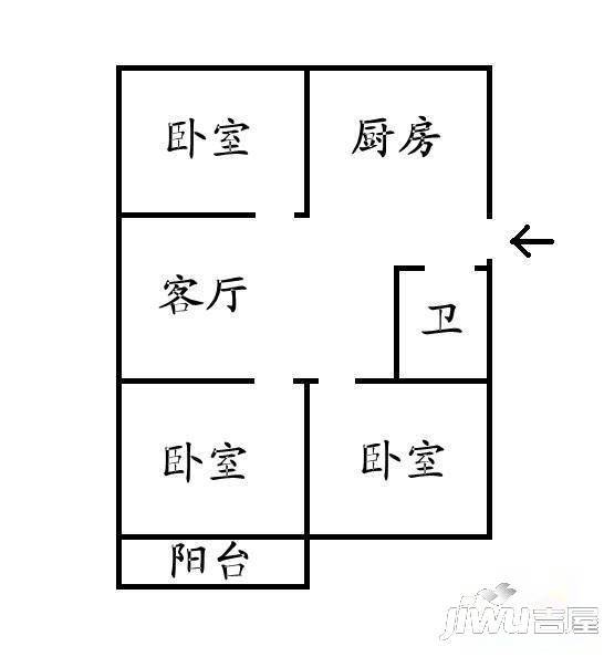 凤凰新村2室2厅1卫79㎡户型图