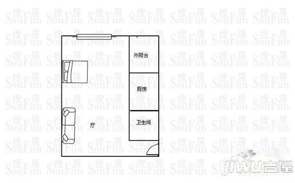 仁文大儒世家公馆1室1厅1卫45㎡户型图