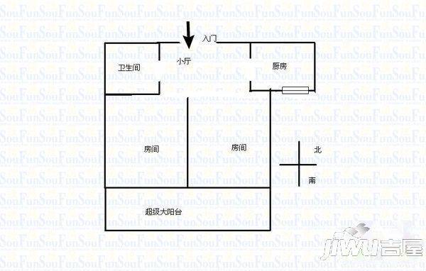 公正新苑1室1厅1卫45㎡户型图