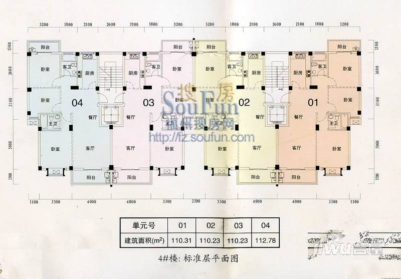 福和御园3室2厅2卫108㎡户型图