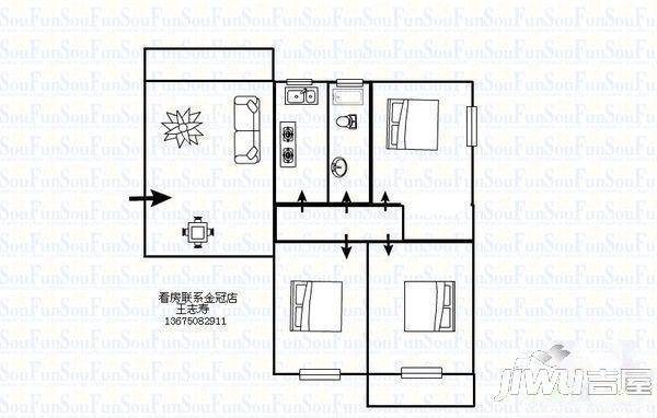 丞相坊3室2厅1卫91㎡户型图