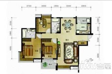 仁文大儒世家藏珑2室2厅1卫84㎡户型图