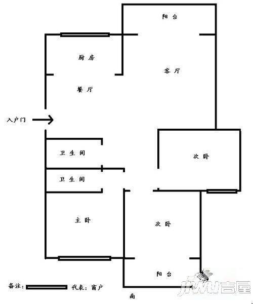 金山碧水二期龙凤苑3室2厅2卫120㎡户型图