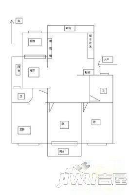 金山碧水二期龙凤苑3室2厅2卫120㎡户型图