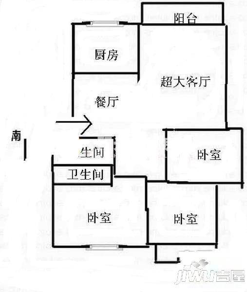 金山碧水二期龙凤苑3室2厅2卫120㎡户型图