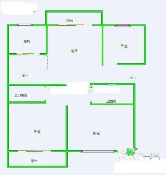 怡美嘉园3室2厅2卫125㎡户型图