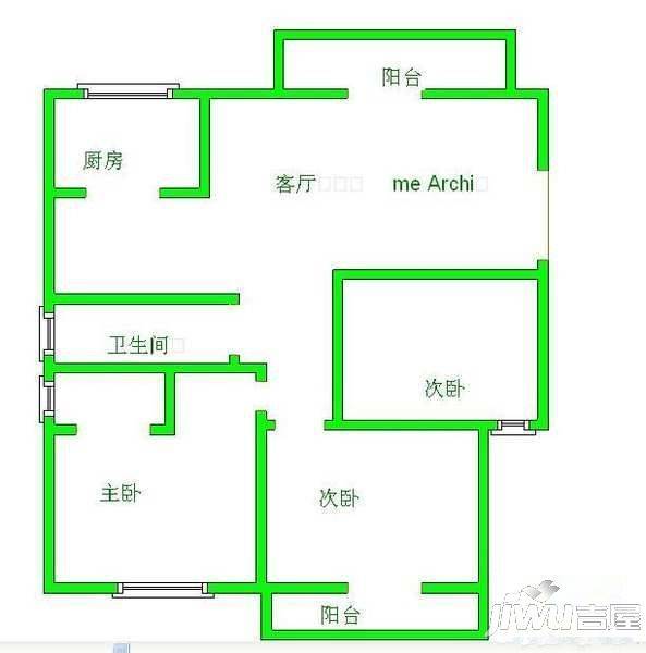 怡美嘉园3室2厅2卫125㎡户型图