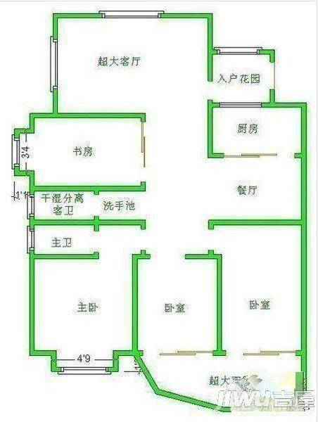 金色家园4室2厅2卫户型图