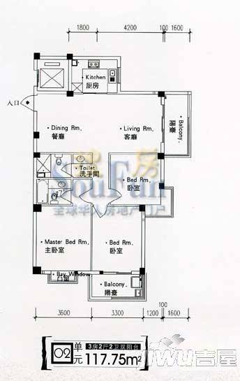 衣锦华庭1室1厅1卫55.8㎡户型图