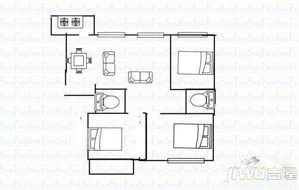 融侨花园一区2室1厅1卫85㎡户型图