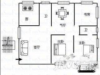 融侨花园一区2室1厅1卫85㎡户型图