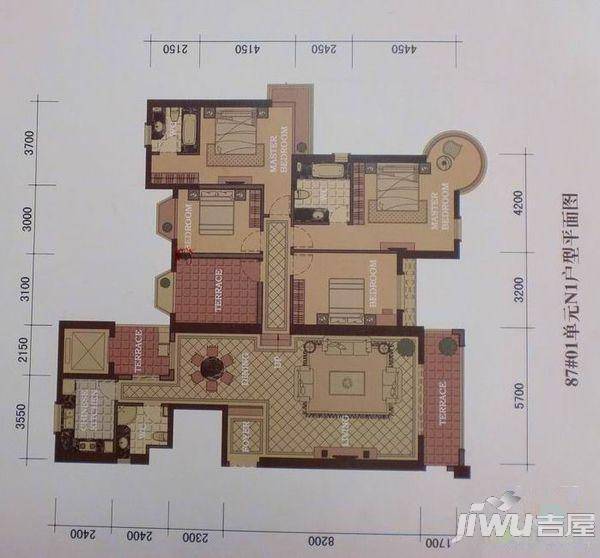 东方名城温莎堡3室2厅2卫户型图