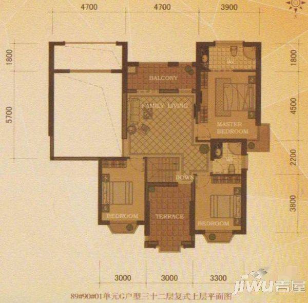 东方名城温莎堡3室2厅2卫户型图