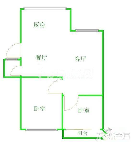 西洪小区2室2厅1卫77㎡户型图