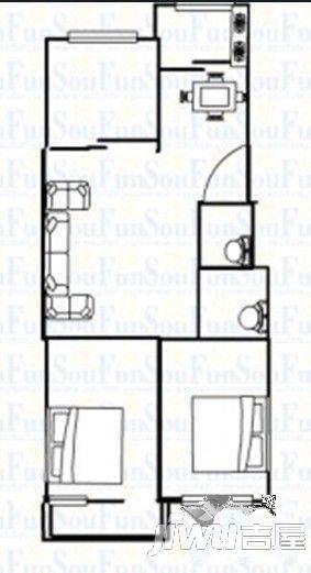 西洪小区2室2厅1卫77㎡户型图