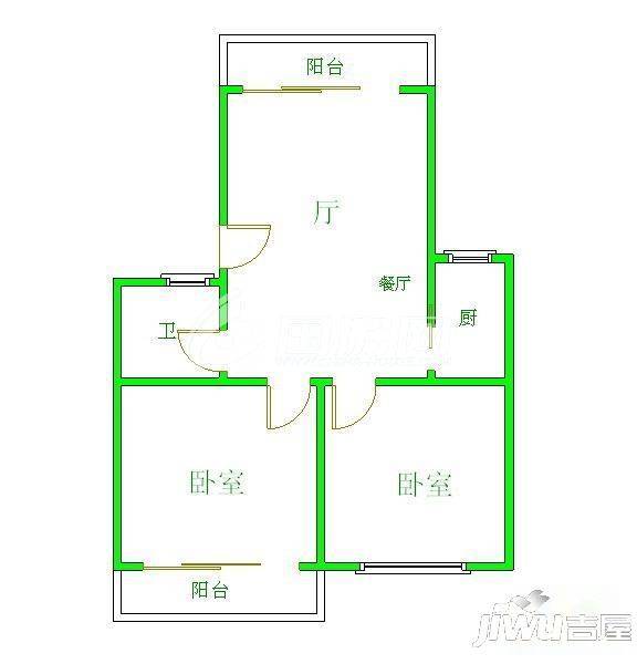 世纪金辉一期2室2厅1卫77㎡户型图