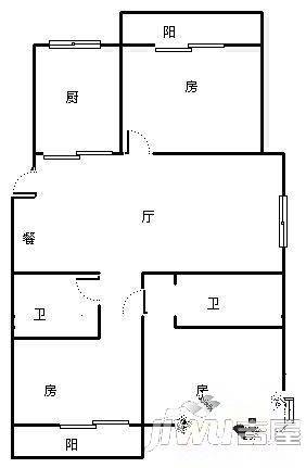 世纪金辉一期2室2厅1卫77㎡户型图