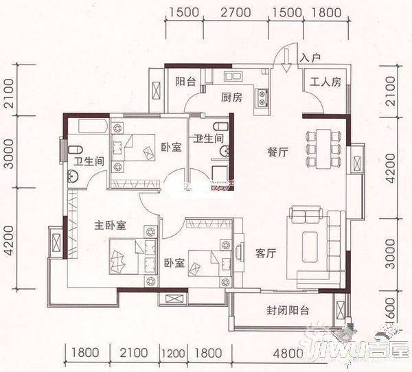 中城名仕汇3室2厅1卫户型图
