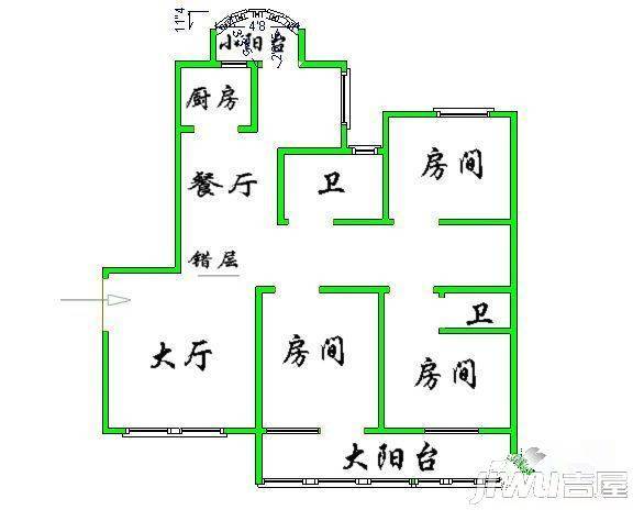 中城名仕汇3室2厅1卫户型图