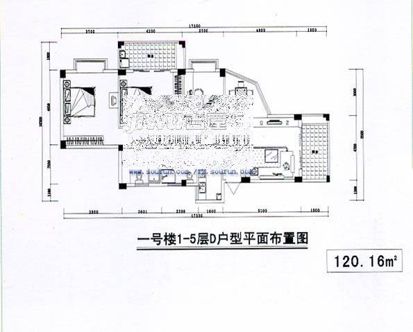 安居佳苑2室2厅1卫91.7㎡户型图