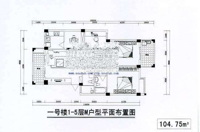 安居佳苑2室2厅1卫91.7㎡户型图