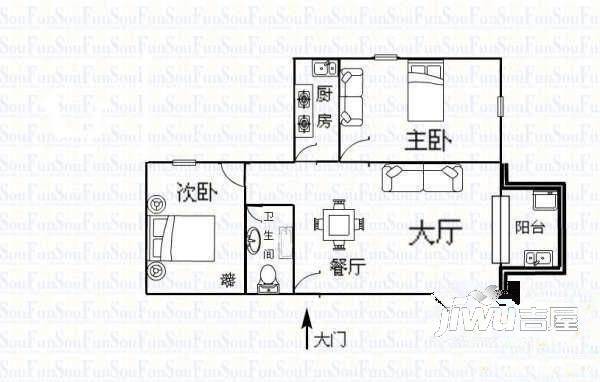 长滩美墅三期3室2厅2卫106㎡户型图