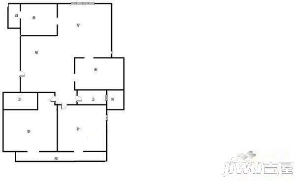 世茂天城一期俪园2室1厅1卫105㎡户型图