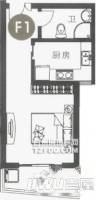 紫光公寓1室1厅1卫45㎡户型图