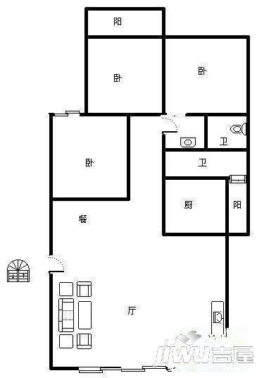 世纪城3室2厅2卫119㎡户型图