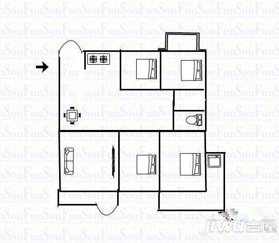 半山千叶2室2厅2卫户型图