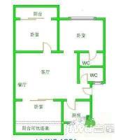 福新公寓3室2厅2卫106㎡户型图