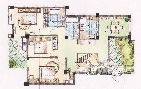 中天金海岸四期天骄苑3室1厅1卫98㎡户型图