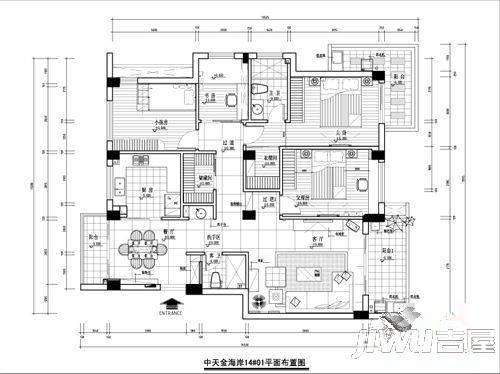 中天金海岸三期金爵苑5室3厅3卫400㎡户型图