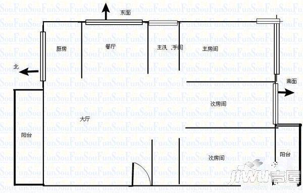 金山桔园二期景园3室2厅2卫97㎡户型图