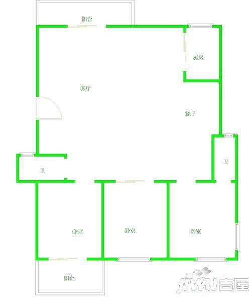 金山桔园二期景园3室2厅2卫97㎡户型图